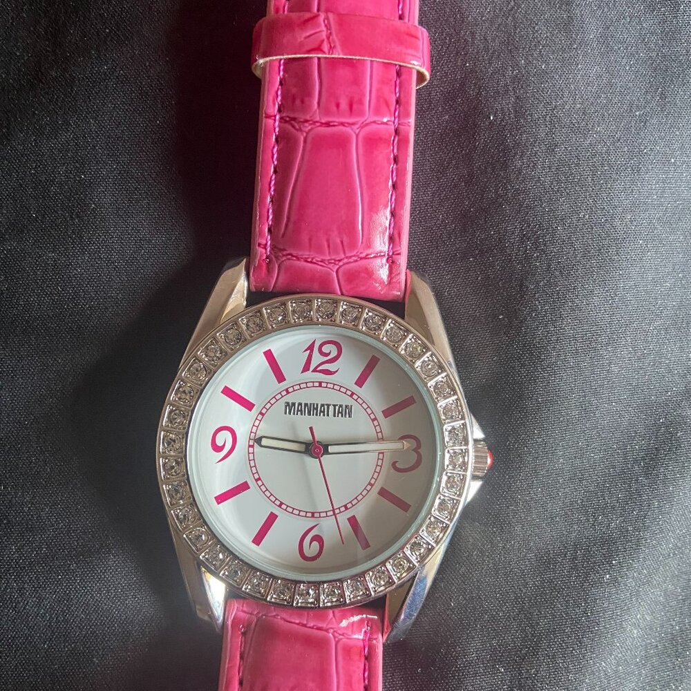 Manhattan by Croton Pink Leather Strap Ladies Watch